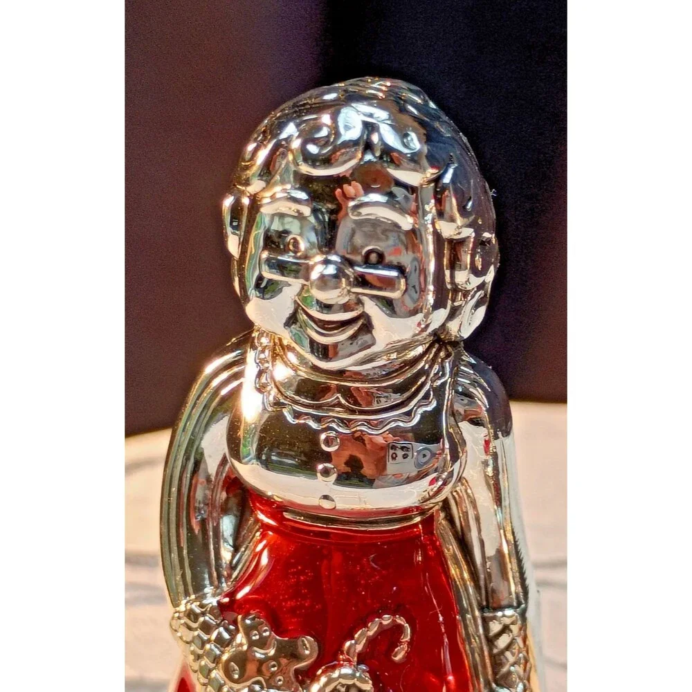 Brilliant Silver Plated Bright Red Salt & Pepper Shakers, Mr &Mrs Clause, New